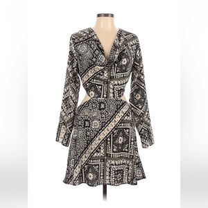 ASOS size 10 black/green/ivory paisley printed cocktail dress